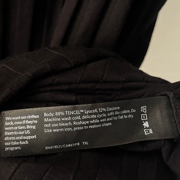 Eileen Fisher Black Rib Knit Boatneck Tencel Tunic Dress Size L - Picture 3 of 5